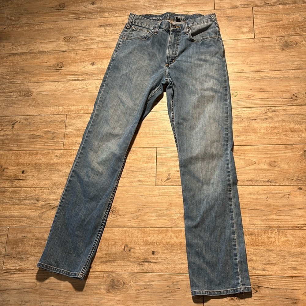 Carhartt Mens Relaxed Fit Jeans Straight Leg Denim Workwear Blue Sz 32 X 34